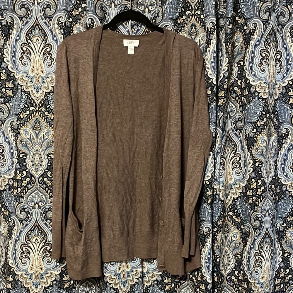 LOFT Brown Knit Cardigan Sweater